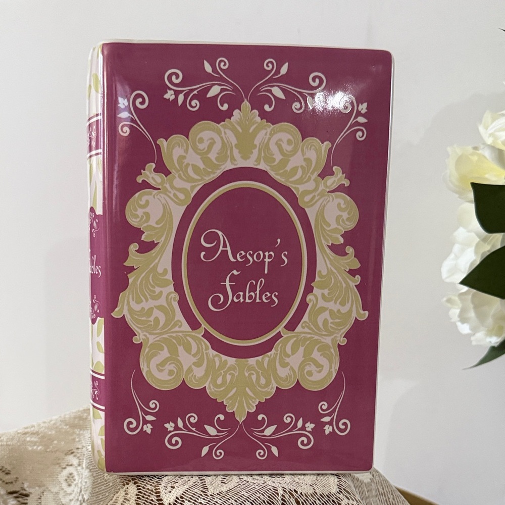 Decorative Ceramic Book Vase - Plum with Gold Detail